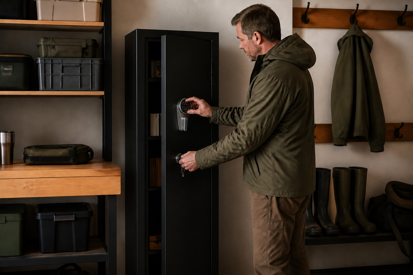 Armoire de sécurité pour 7 à 8 armes de chasse avec code numérique