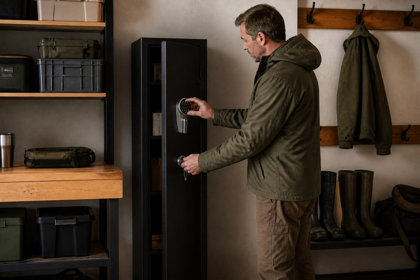 Armoire de sécurité pour 3 à 4 armes de chasse avec code numérique