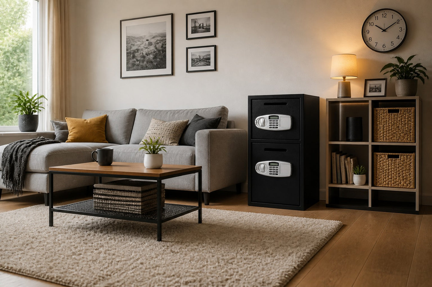 Coffre-fort double compartiment à code numérique 80L