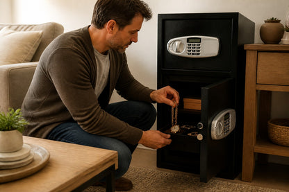 Coffre-fort double compartiment à code numérique 80L